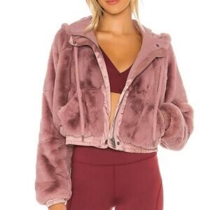 FP Movement Love It Soft Hoodie Pink Faux Fur Jacket XS Free People